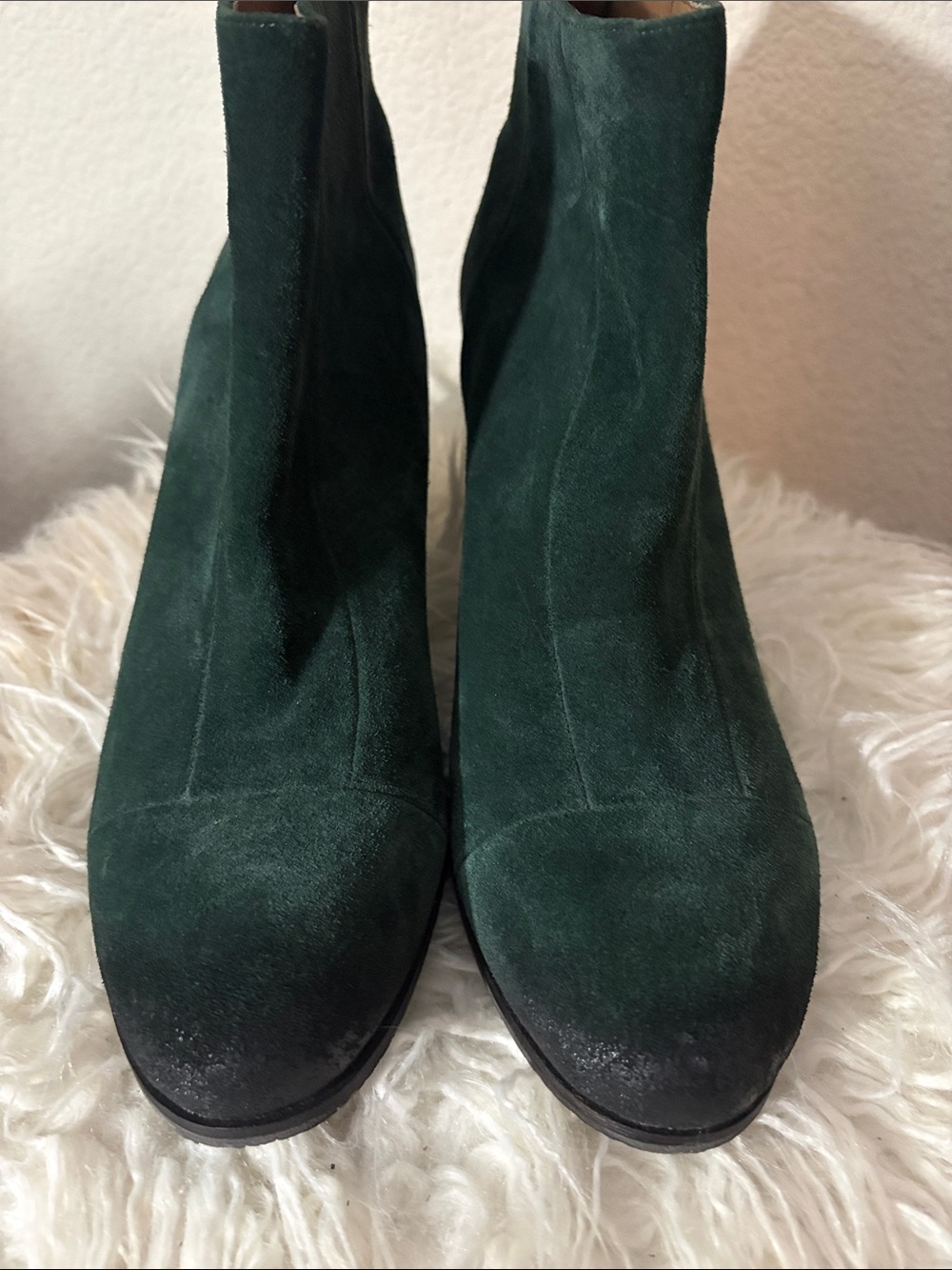 Vince Camuto Dark Green Suede Chelsea Ankle Boots